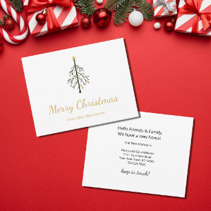 New Home Christmas Tree Gold Script Moving   Announcement