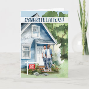 New Home Congratulations Biracial Gay Couple Card