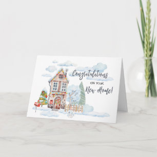 New Home Congratulations Cute Christmas Watercolor Card