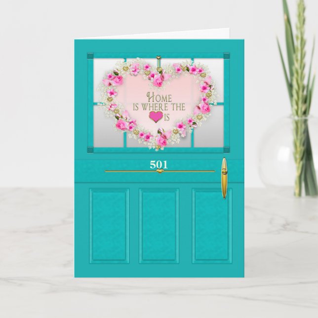 New Home Congratulations Door Wreath Personalise Card (Front)