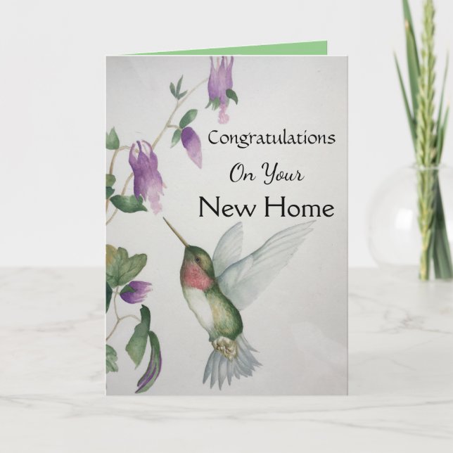 New Home Congratulations Happy Hummingbird Card (Front)