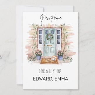 New Home Congratulations Personalised Watercolor Holiday Card