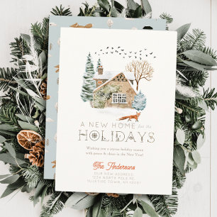 New Home Cosy House Fox Christmas Holiday Card