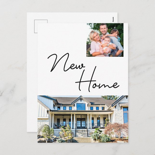 New Home Custom Family Photo and House  Holiday Postcard (Front/Back)