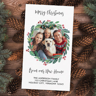 New Home Custom Photo Greenery Holiday Moving Enclosure Card