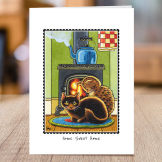 New Home Cute Cat Painting Custom Folded Card