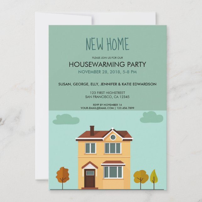 New home cute housewarming party invitation (Front)