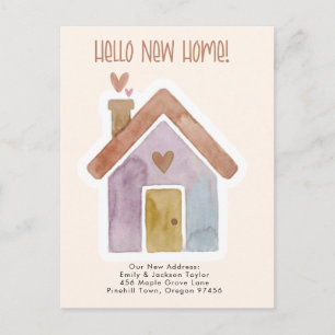 New Home - Cute New Address Watercolor Door  Announcement Postcard