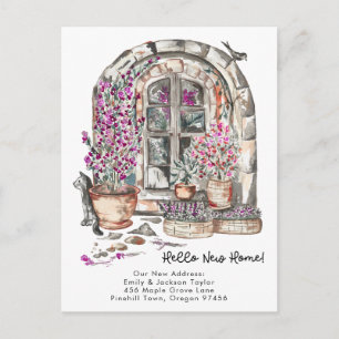New Home - Cute New Address Watercolor Door Announcement Postcard