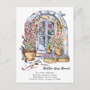 New Home - Cute New Address Watercolor Door Announcement Postcard