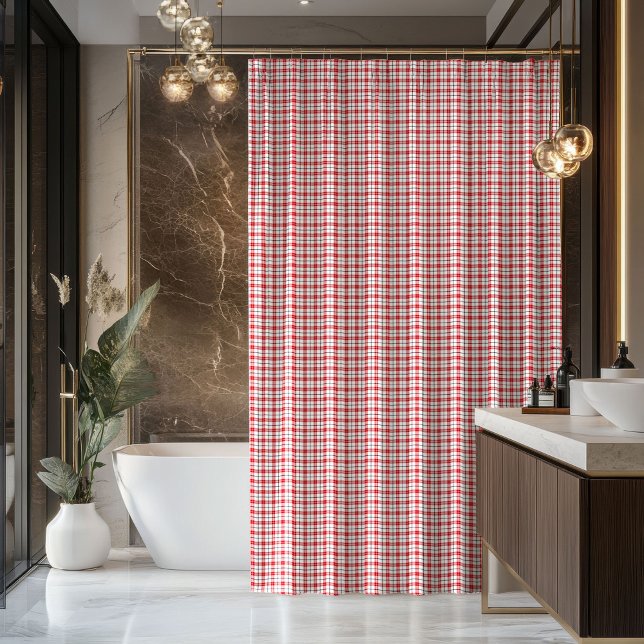 New Home Décor Red Black Plaid Shower Curtain (New Home Décor Red Black Plaid Shower Curtain)