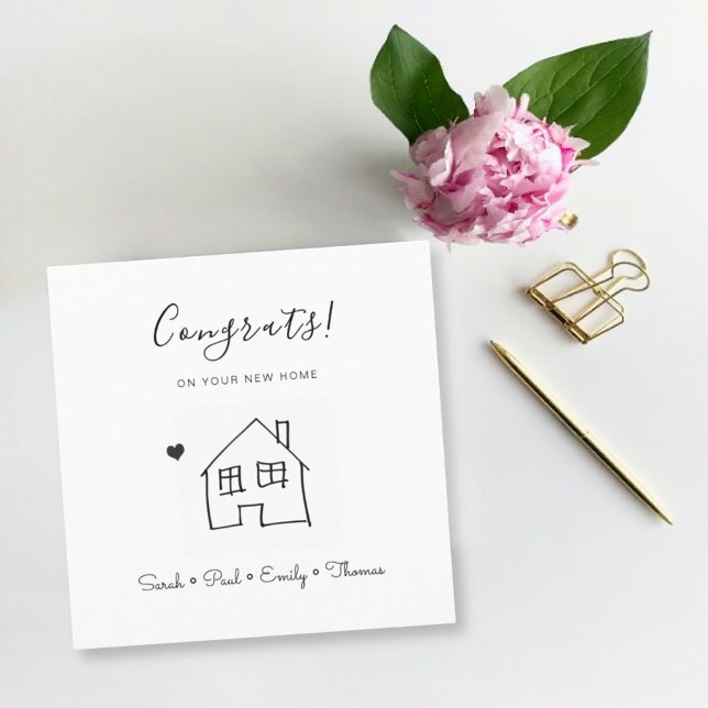 new home drawing modern family congrats  card (Creator Uploaded)