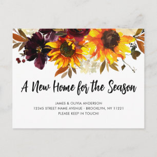 New Home Fall Season We've Moved Sunflower Moving Announcement Postcard