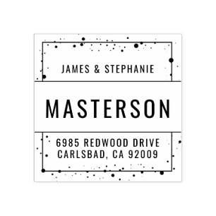 New Home Family Address Rubber Stamp