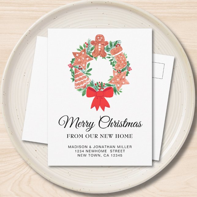 New Home Festive Christmas Moving  Announcement Postcard (Creator Uploaded)