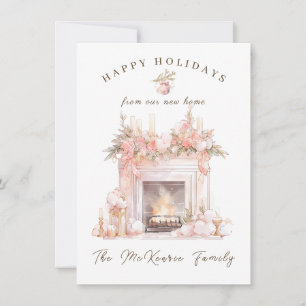 New Home Festive Fireplace Christmas Holiday Card