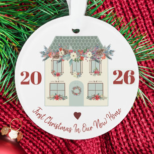 New Home first house rustic cute floral family Ornament