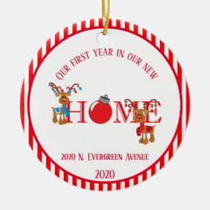 New Home First Year Reindeer Ceramic Tree Decoration