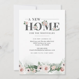 New Home Floral Change of Address Moving  Announcement