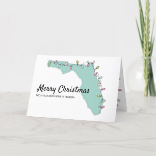 New Home Florida Map Christmas Lights Moving Holiday Card