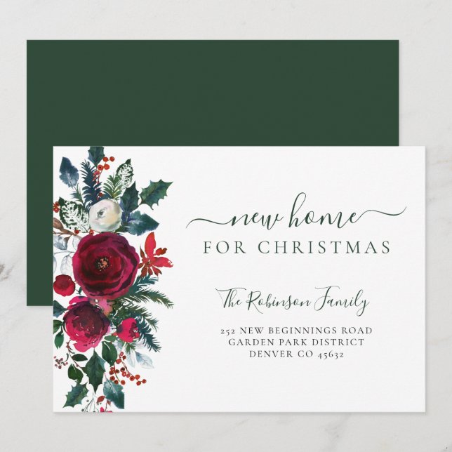 New home for Christmas holiday moving Announcement (Front/Back)