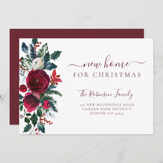 New home for Christmas holiday moving Announcement (Front/Back)