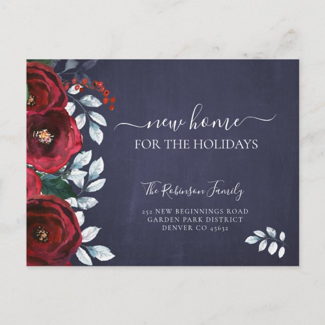 New home for Christmas holiday moving Announcement Postcard (Front)