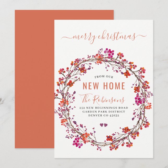 New home for Christmas modern holiday moving Announcement (Front/Back)
