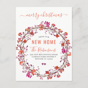 New home for Christmas modern holiday moving Announcement Postcard