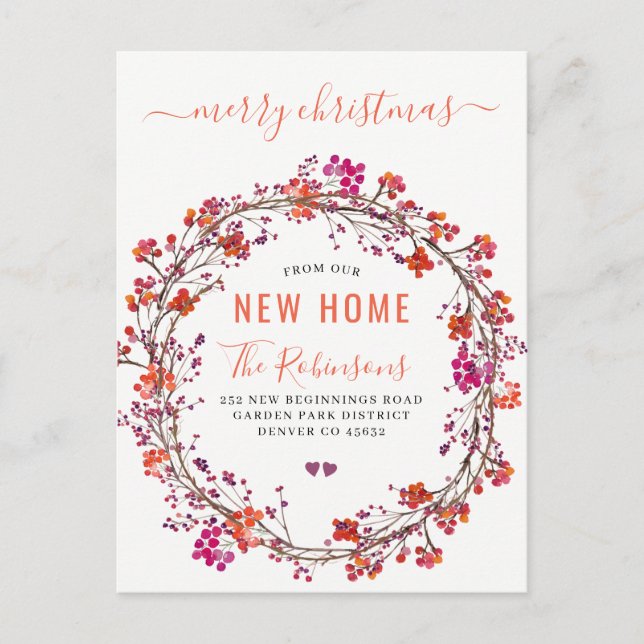 New home for Christmas modern holiday moving Announcement Postcard (Front)