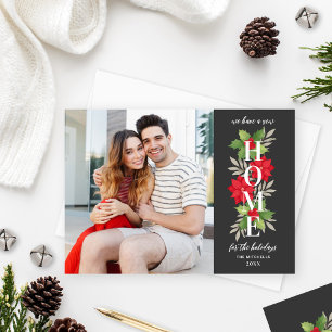 New Home for Holidays Grey Photo Moving Holiday Card