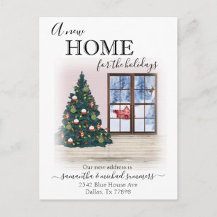 New Home for Holidays Watercolor Announcement Postcard