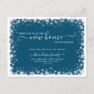 New Home For the Christmas Snowfall Holiday Moving Announcement Postcard