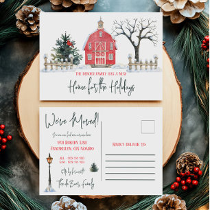 New Home for the Holidays, Barn Moving Annoucement Postcard