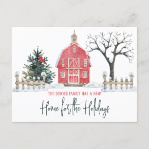 New Home for the Holidays, Barn Moving Annoucement Postcard