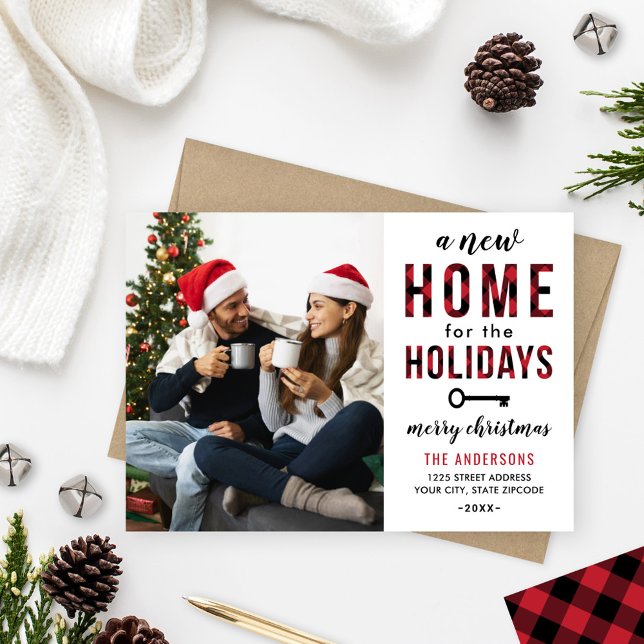 New Home for the Holidays Buffalo Plaid Holiday Card (Creator Uploaded)