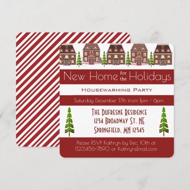 New Home For The Holidays Housewarming Party Invitation (Front/Back)