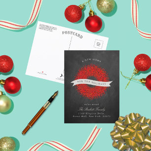 New Home For The Holidays   Modern Chalkboard Announcement Postcard