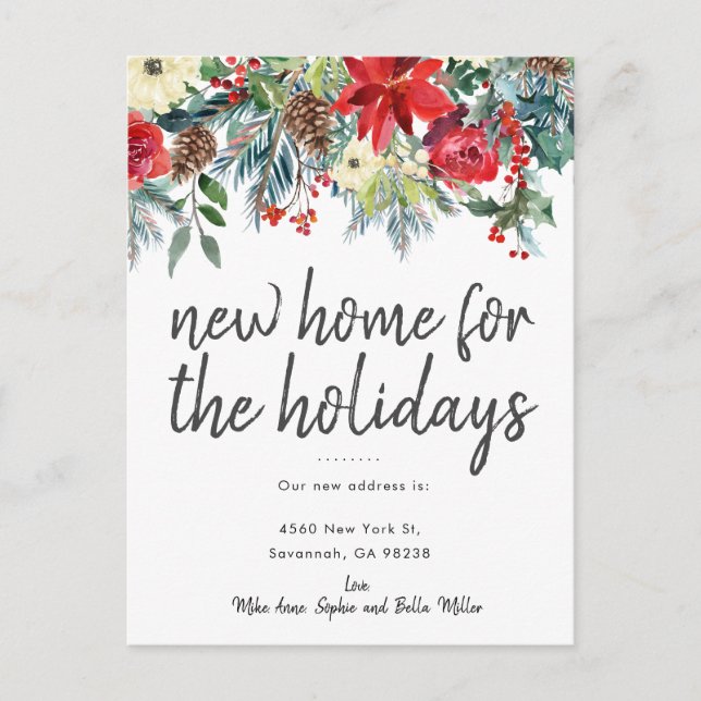 New Home for the holidays Moving Announcement (Front)
