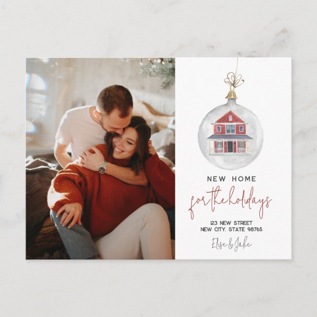 New Home For The Holidays Moving Announcement  Postcard (Front)
