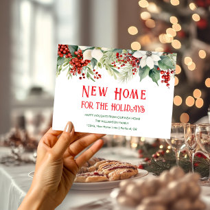 New Home For The Holidays Moving Home Announcement Postcard