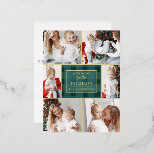 New Home for the Holidays Moving Photo Foil Holida Holiday Postcard (Front/Back)