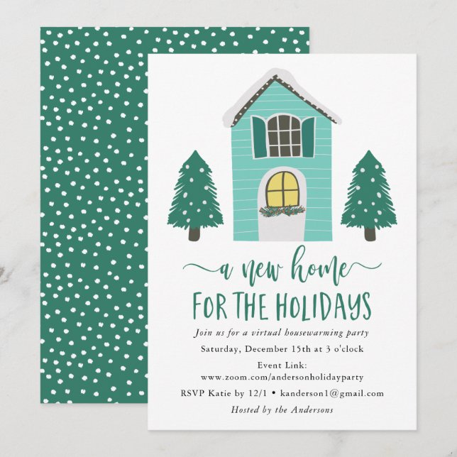 New Home For The Holidays Virtual Housewarming Invitation (Front/Back)
