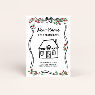 New Home for the Holidays   Whimsical Christmas Holiday Card