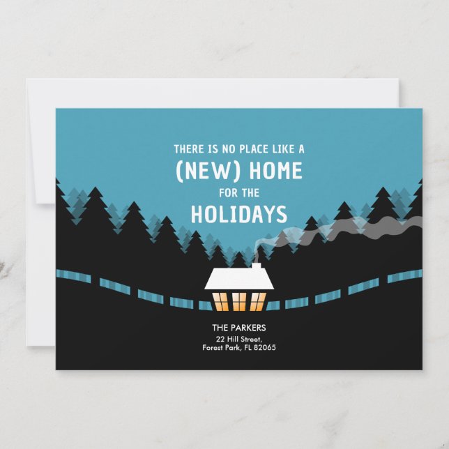 New home for the holidays with house in the woods card (Front)