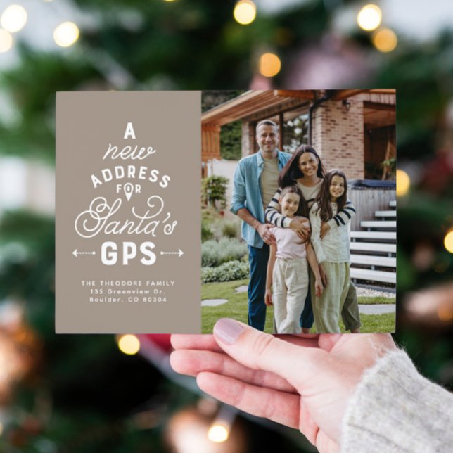 New home four photo beige Christmas Holiday Card (Creator Uploaded)
