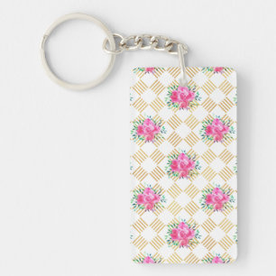 New Home Gift Gold And Pink Floral Pillows Key Ring