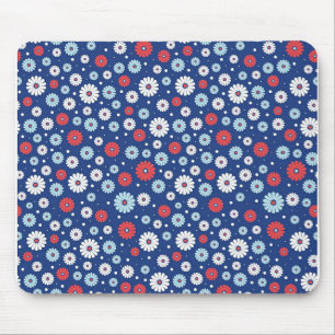 New Home Gift Red and White Ditsy Floral Mouse Mat