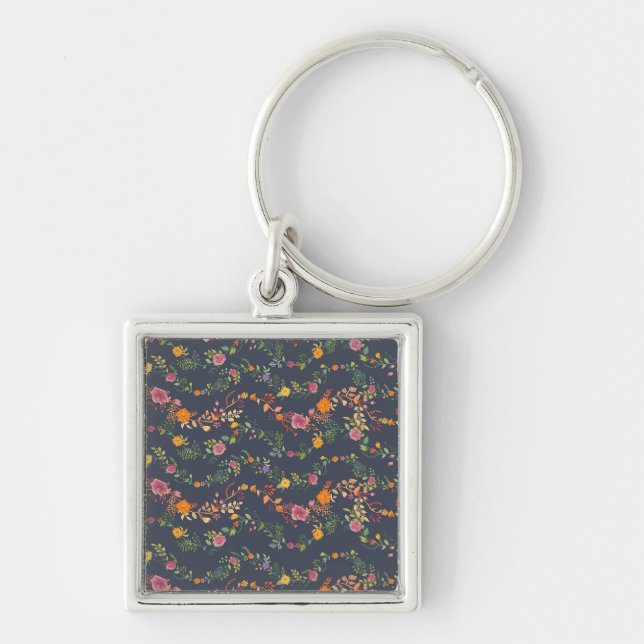 New Home Gift | Simple Floral Pattern Key Ring (Front)