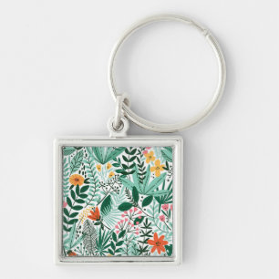 New Home Gift Tropical Seamless Floral Key Ring